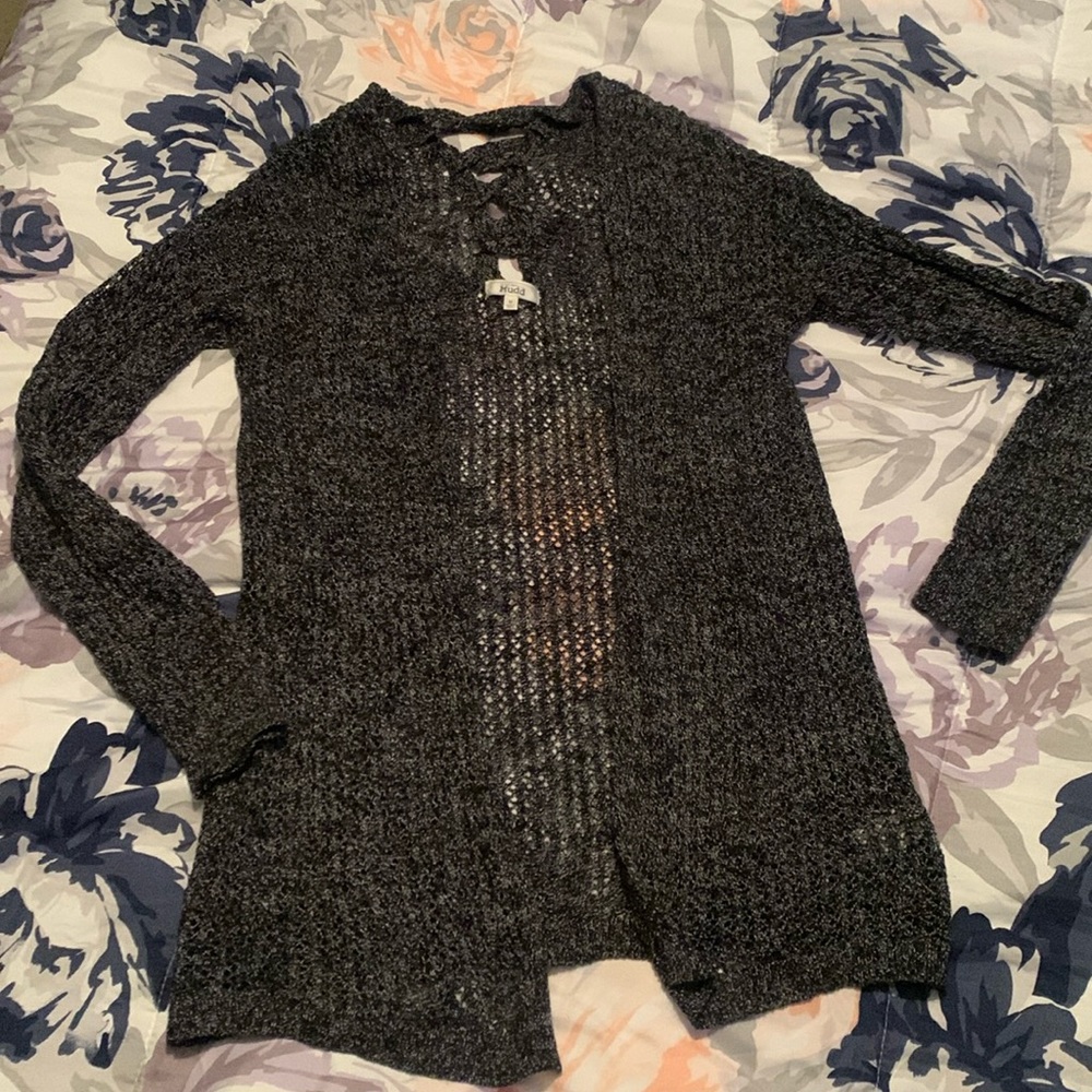 NWOT open front sweater with open knit design